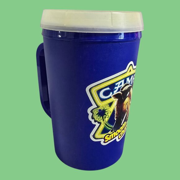 Vtg Joe Camel Aladdin Travel Mug Cup "Smooth Character" 20 oz Blue Made In USA - Picture 2 of 9